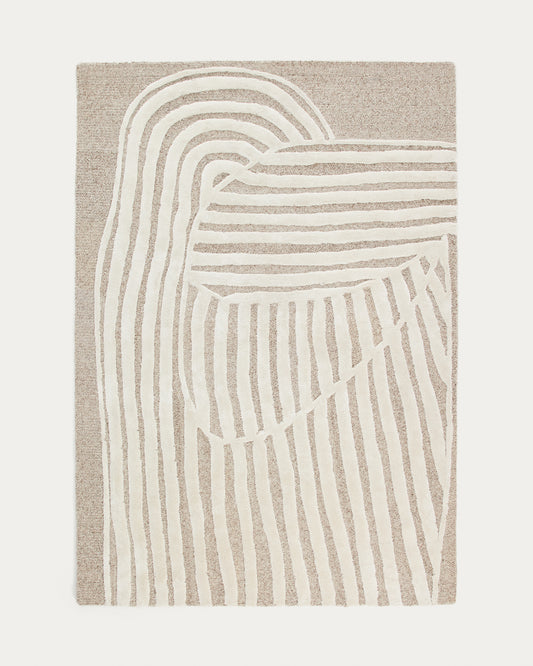 Tapis Colire en laine et viscose beige 200 x 300 cm
