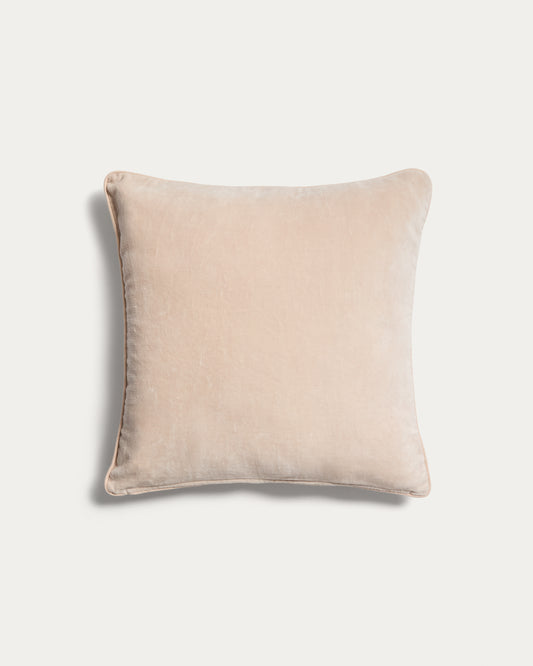 Housse de coussin Ovelin en velours beige et écru 45 x 45 cm