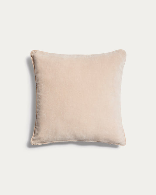 Housse de coussin Ovelin en velours beige et écru 45 x 45 cm