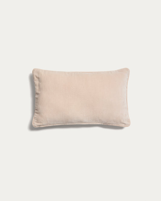 Housse de coussin Ovelin en velours beige et écru 30 x 50 cm