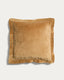 Ladira beige velvet cushion cover with piping and embroidered detailing 45 x 45 cm