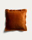 Ladira velvet cushion cover with piping and orange embroidered detailing 45 x 45 cm