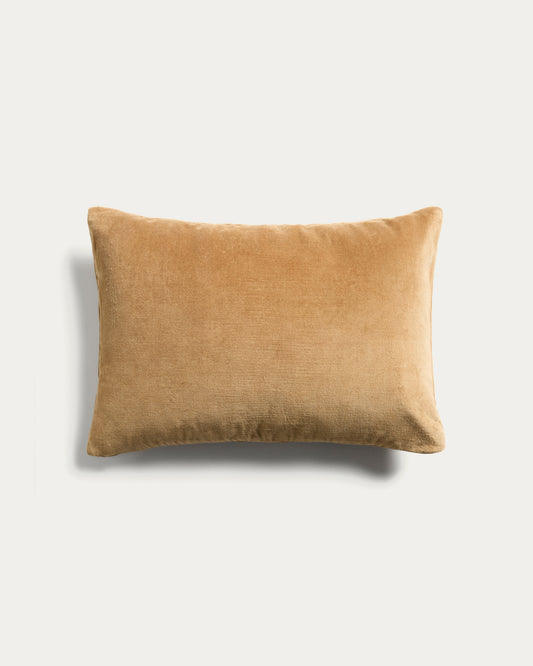Tavre beige velvet cushion cover with embroidered detailing 40 x 60 cm