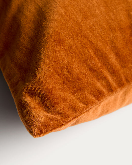 Tavre orange velvet cushion cover with embroidered detailing 40 x 60 cm