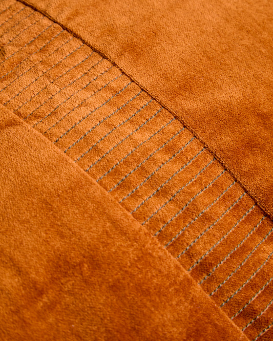 Tavre orange velvet cushion cover with embroidered detailing 40 x 60 cm