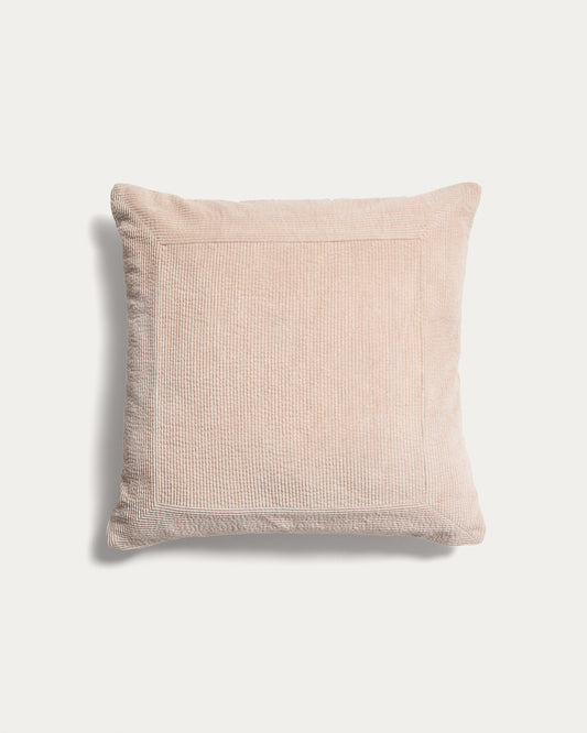 Housse de coussin Seliria en velours côtelé beige 50 x 50 cm