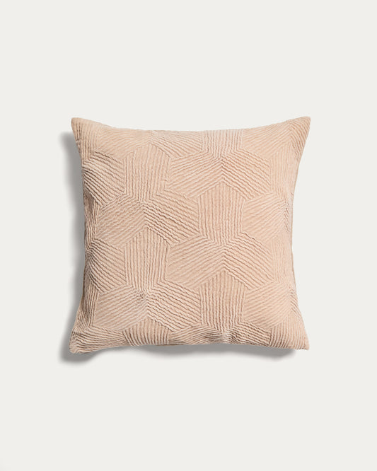Housse de coussin Morine en velours beige 50 x 50 cm