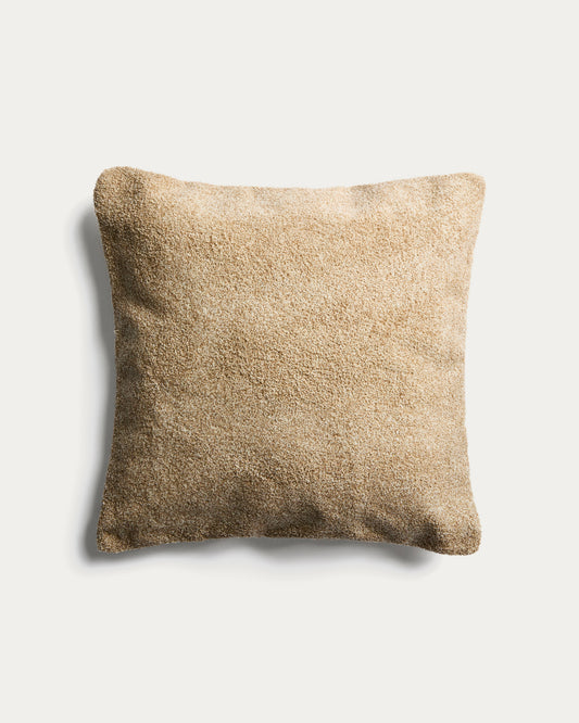 Housse de coussin Olinan en bouclette chinée blanc cassé 50 x 50 cm