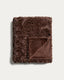 Oruma chocolate brown astrakhan-effect faux fur blanket 140 x 200 cm