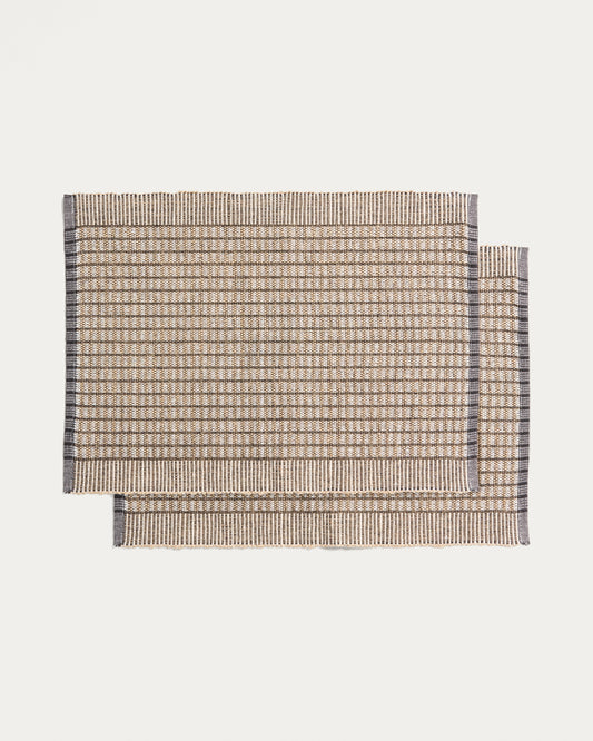 Berla set of 2 mustard cotton and jute placemats 35 x 50 cm