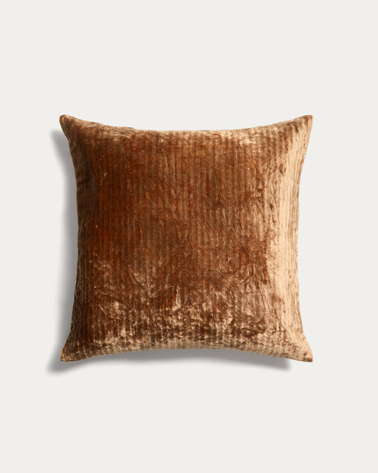 Housse de coussin Caril 100 % coton jacquard velours moutarde 45 x 45 cm