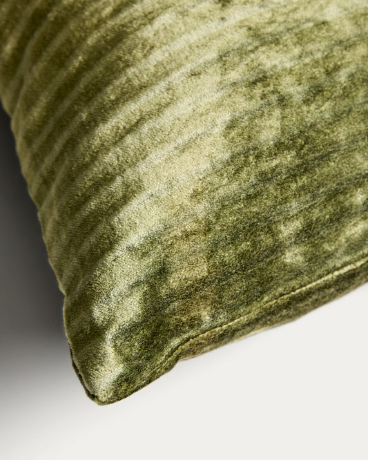 Housse de coussin Caril 100 % coton jacquard velours vert 45 x 45 cm