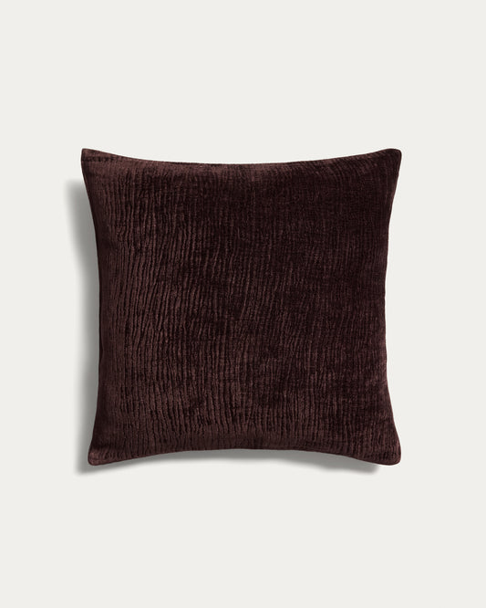 Housse de coussin Vori 100 % coton effet froissé marron 50 x 50 cm