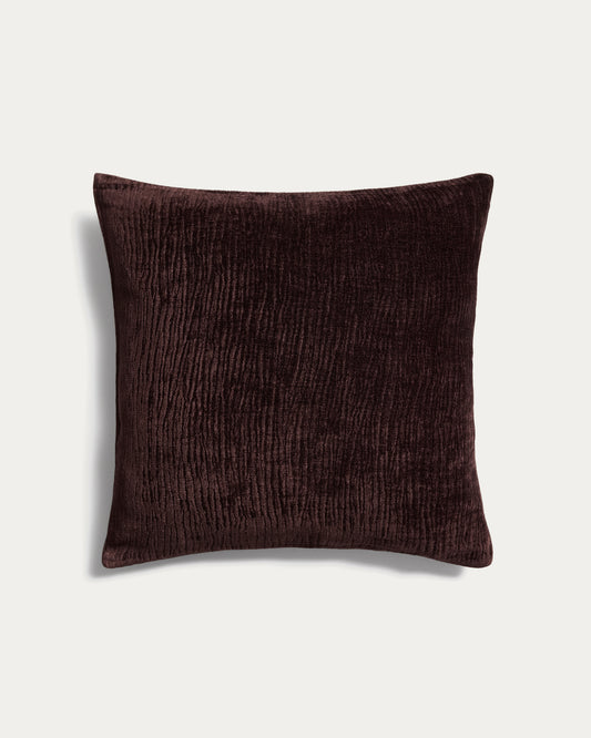 Housse de coussin Vori 100 % coton effet froissé marron 50 x 50 cm