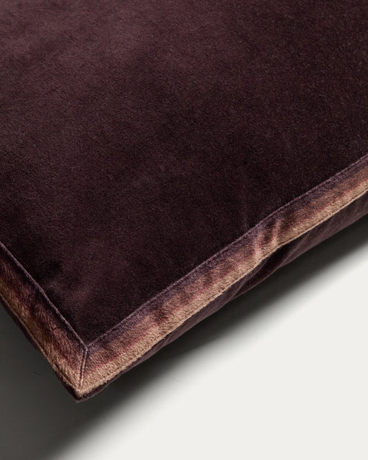 Housse de coussin Niroi 100 % coton velours marron avec détail ruban 40 x 60 cm