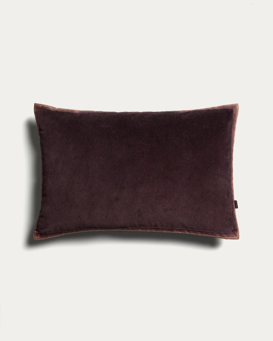 Niroi 100% brown velvet cotton cushion cover with ribbon detail 40 x 60 cm