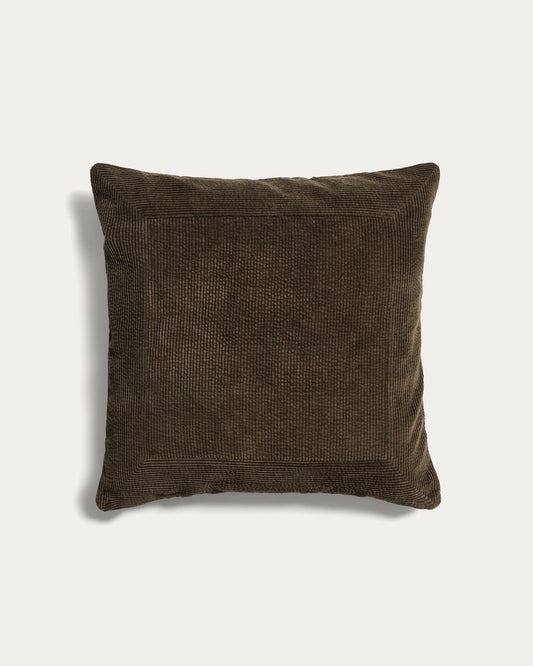 Housse de coussin Seliria en velours côtelé 100 % coton vert 50 x 50 cm