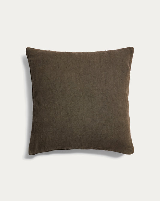 Housse de coussin Seliria en velours côtelé 100 % coton vert 50 x 50 cm
