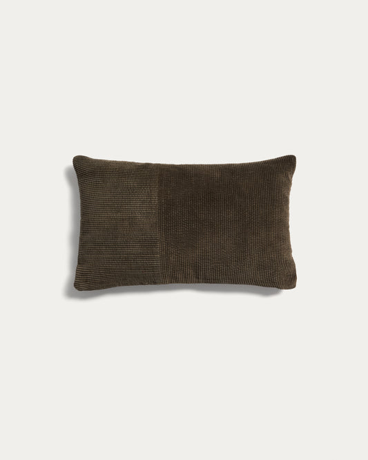 Housse de coussin Seliria en velours côtelé 100 % coton vert 30 x 50 cm