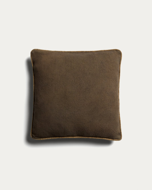 Housse de coussin Rivon verte avec passepoil contrasté 45 x 45 cm