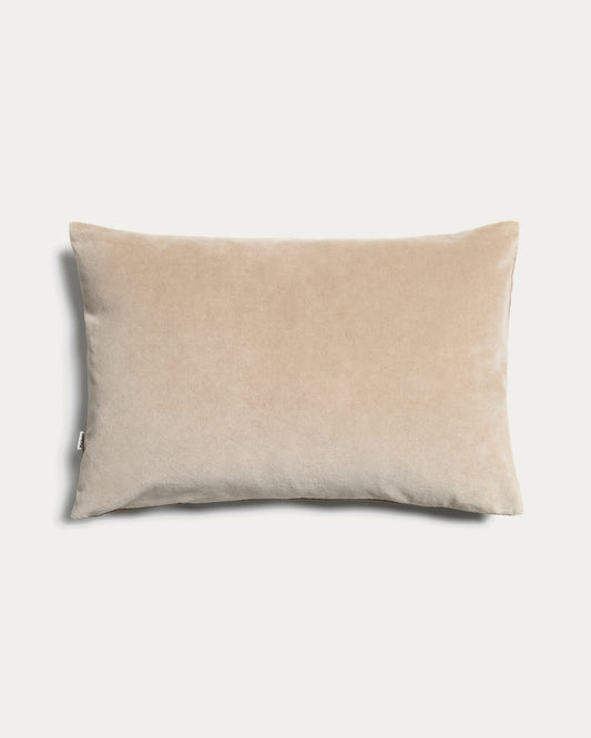 Housse de coussin Niroi 100 % coton velours beige avec détail ruban 40 x 60 cm