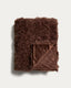 Couverture Seruva en fibres synthétiques effet bouclette marron chocolat 140 x 200 cm