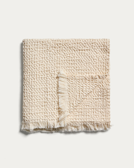 Couverture Nulina 100 % coton gaufré écru 130 x 170 cm