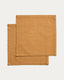 Ensemble Lerava de 2 serviettes en coton avec fini lavé moutarde 35 x 35 cm