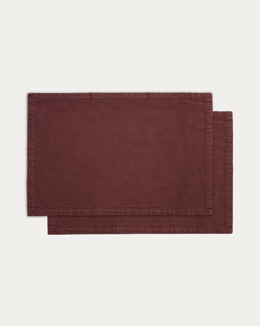 Ensemble Lerava de 2 sets de table en coton avec fini lavé marron 35 x 50 cm
