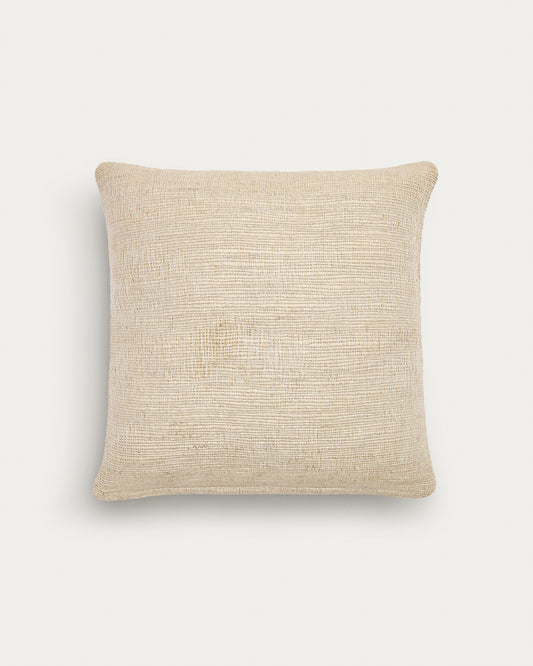 Housse de coussin Machiel en jacquard de viscose beige et blanc 50 x 50 cm