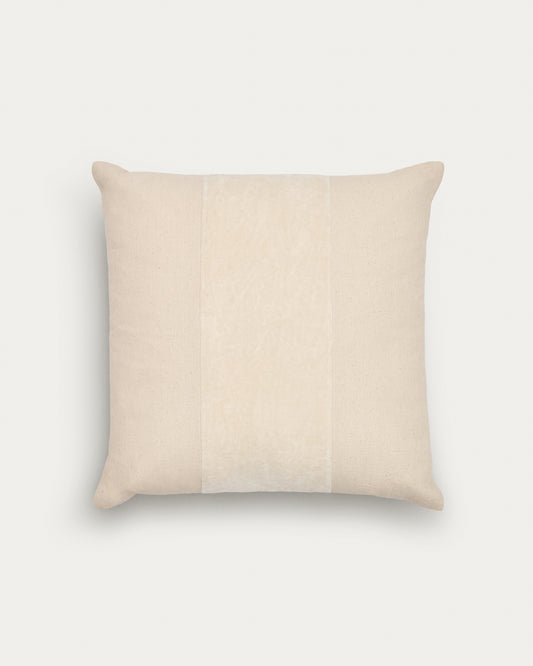 Housse coussin  Zaira 100% coton et velours blanc  45 x 45 cm