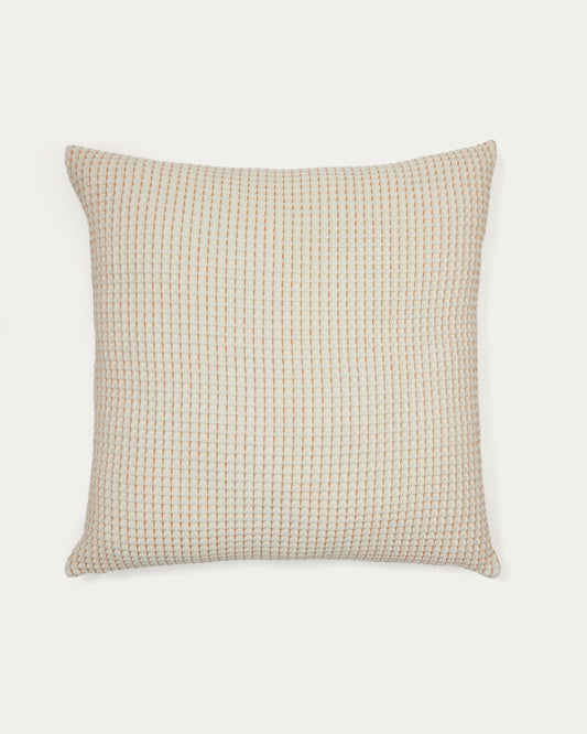 Ensemble Senara de 2 housses de coussin en coton, structurées, finition beige, 50 x 50 cm
