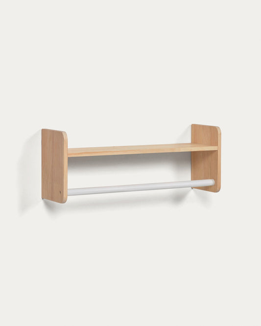 Étagère penderie Florentina en pin naturel et MDF blanc 52,5 cm