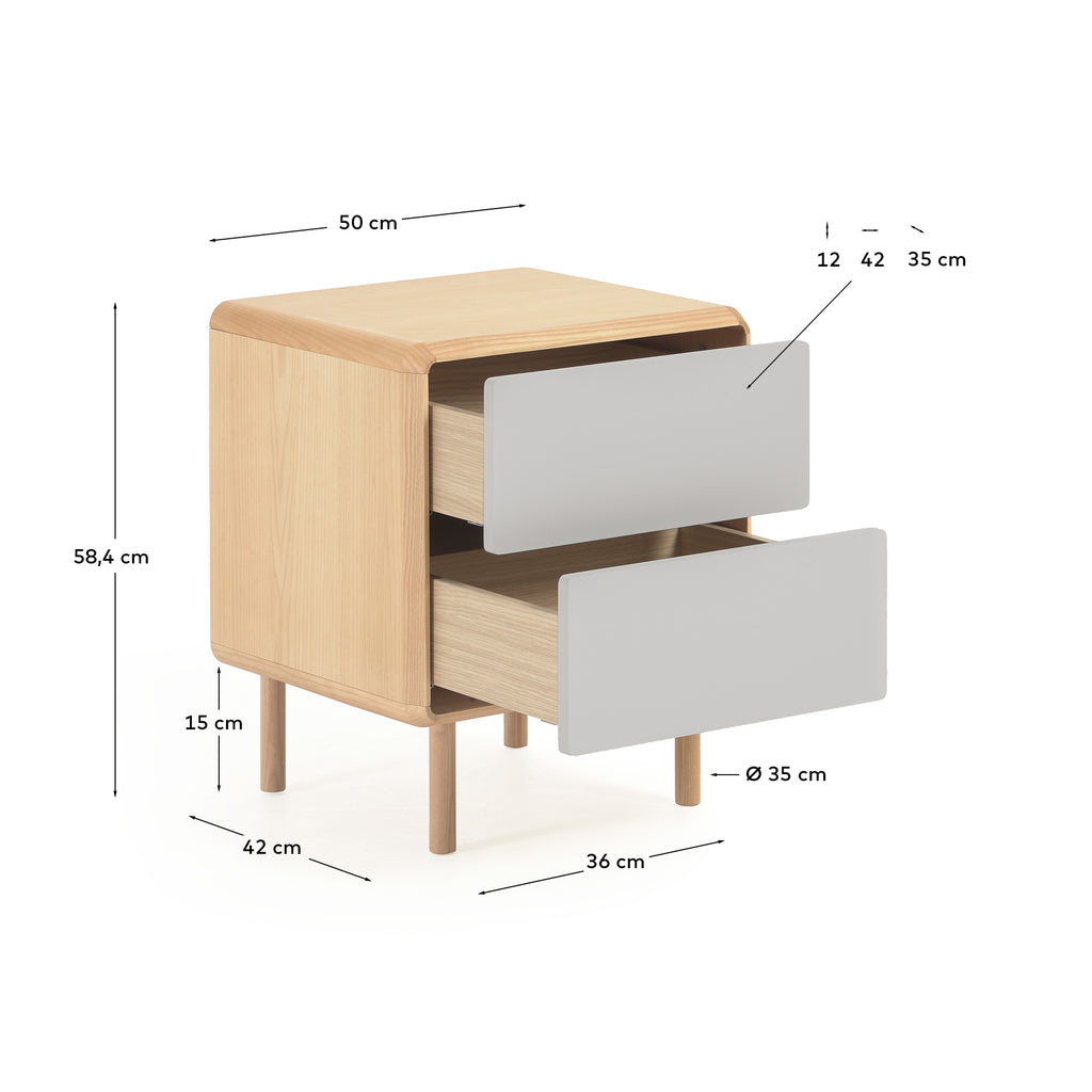 Anielle solid and ash veneer bedside table 50 x 58,4 cm
