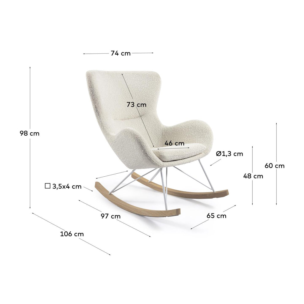 Fauteuil à bascule Vania bouclette blanc