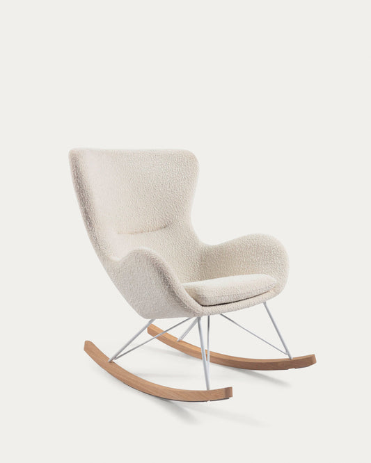 Fauteuil à bascule Vania bouclette blanc
