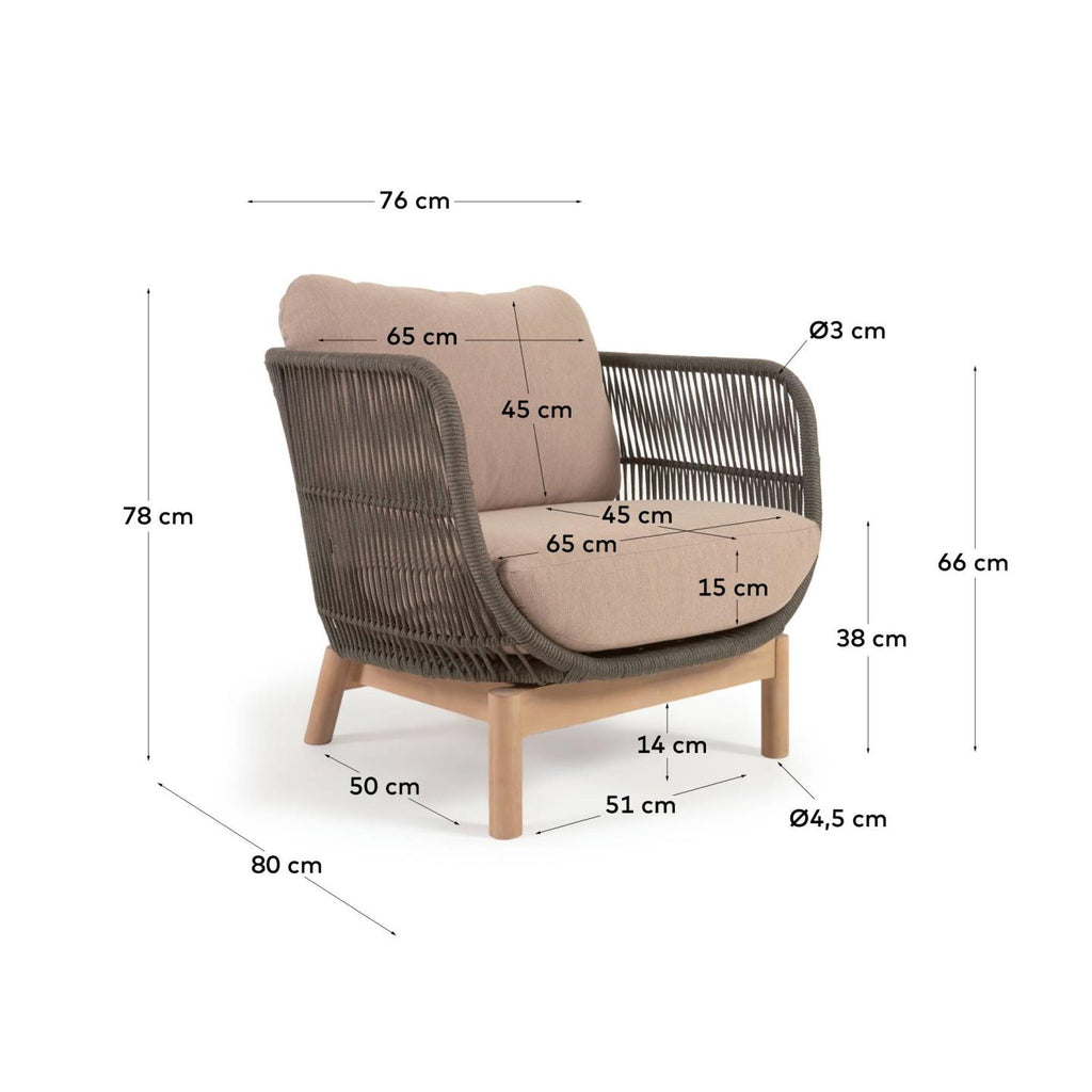 Fauteuil Catalina en corde verte et bois d'acacia FSC