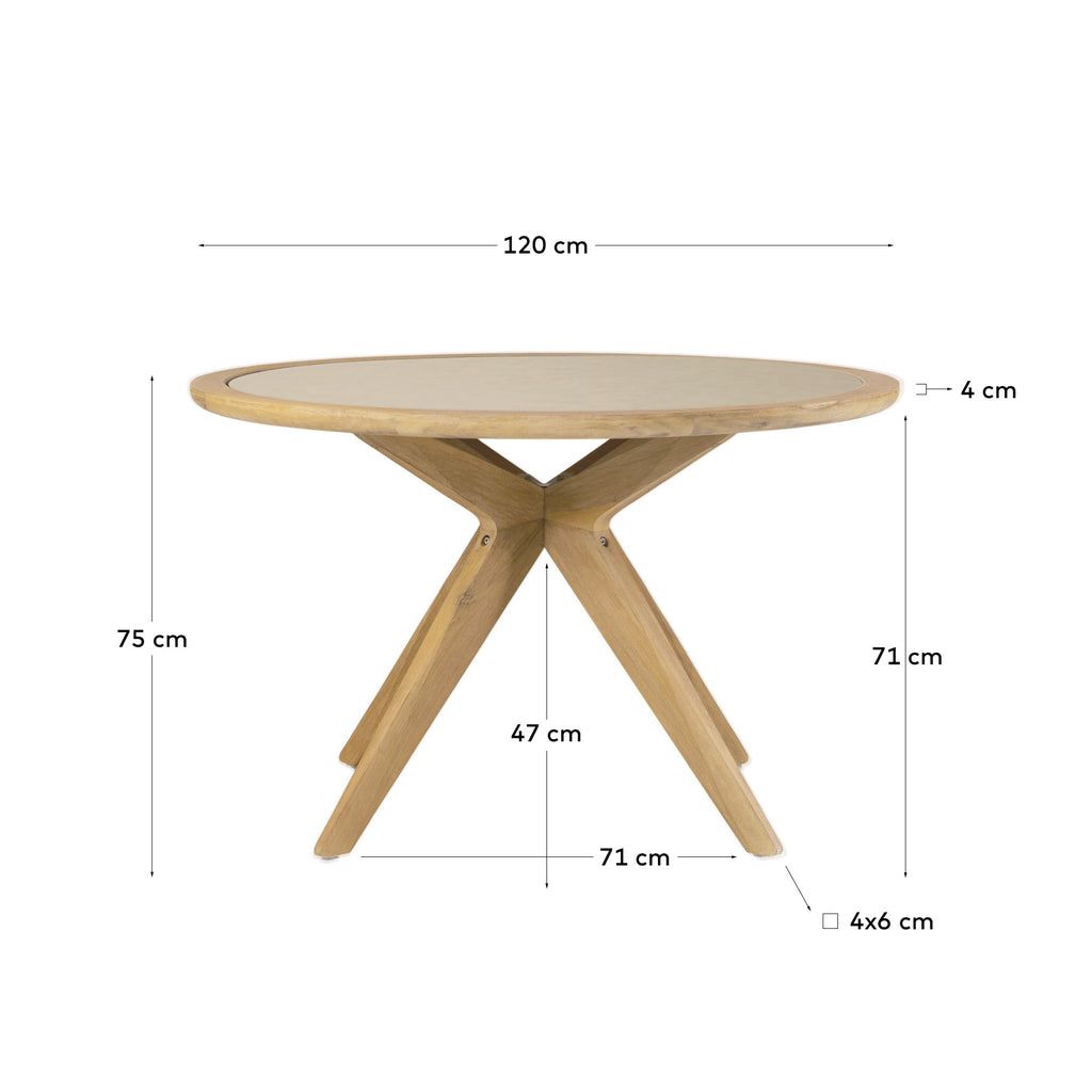 Table ronde Julieta en polyciment et bois d'acacia Ø 120 cm FSC 100 %