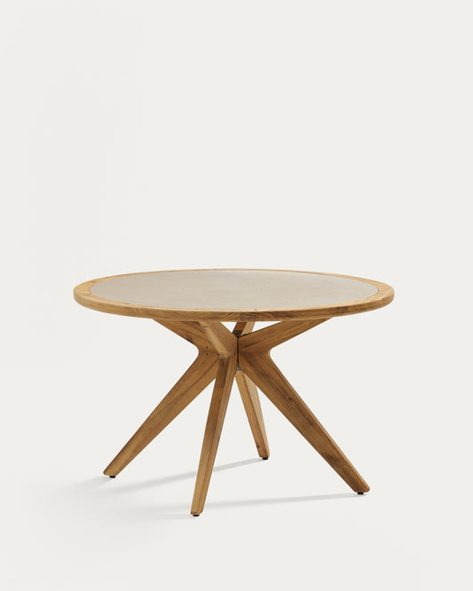 Table ronde Julieta en polyciment et bois d'acacia Ø 120 cm FSC 100 %
