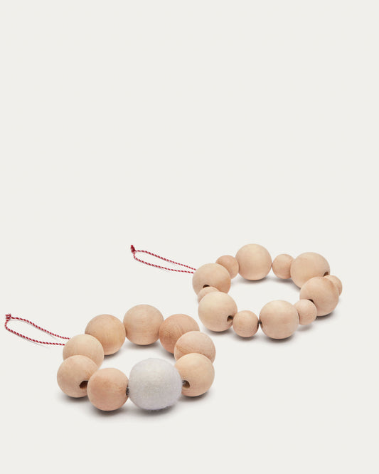 Lot de 2 décorations à suspendre Suze en feutrine et bois