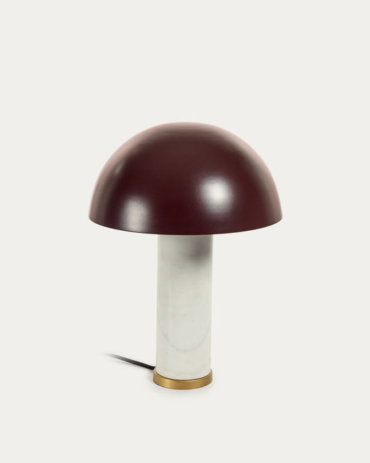 Lampe de table Zorione en marbre blanc et métal peint en marron