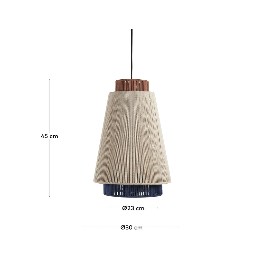 Abat-jour suspension Yuvia en coton finition beige, bleue et terracotta