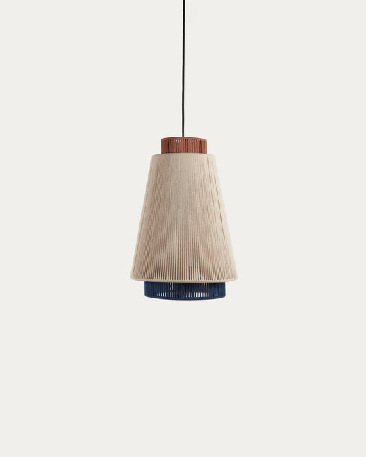 Abat-jour suspension Yuvia en coton finition beige, bleue et terracotta