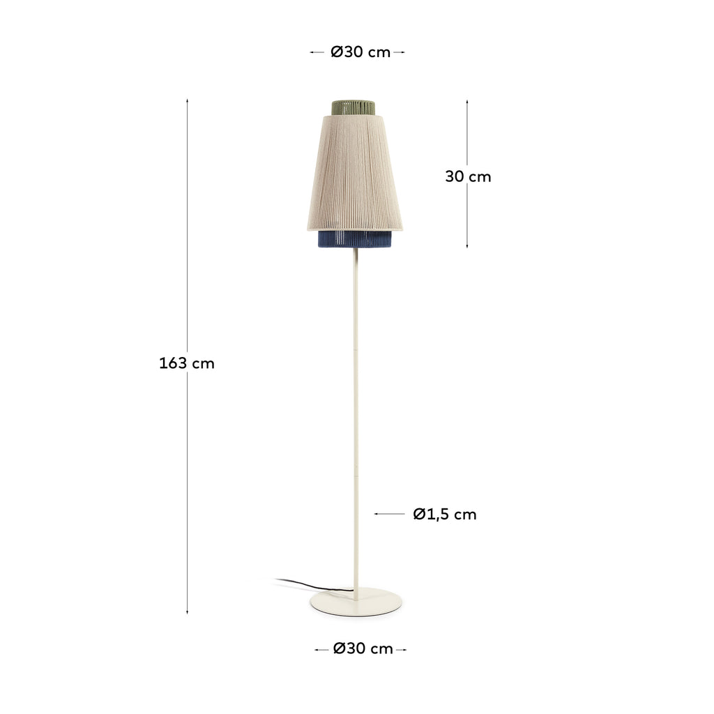 Lampadaire Yuvia en coton finition beige et bleue
