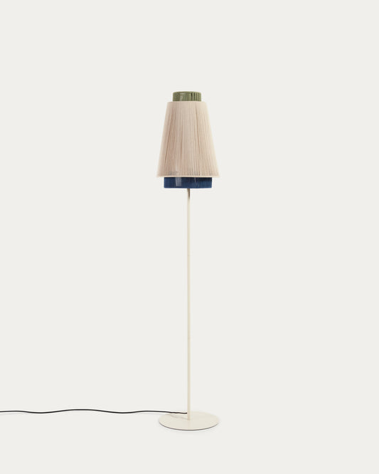 Lampadaire Yuvia en coton finition beige et bleue