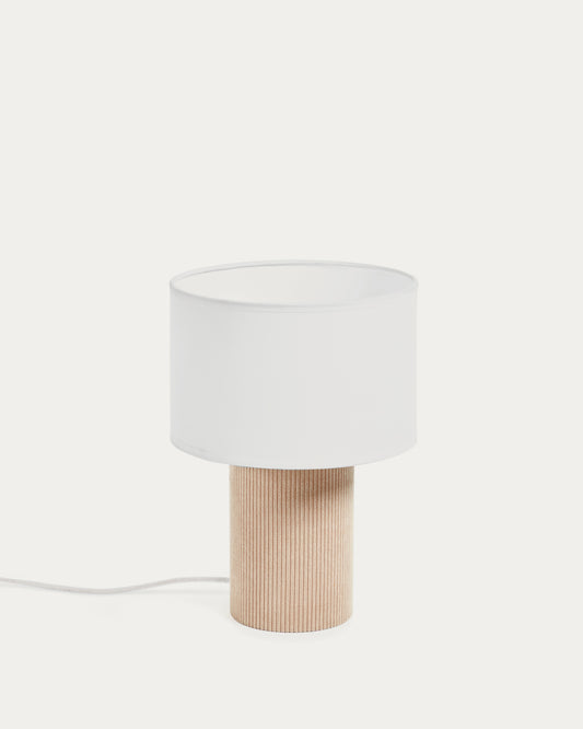 Lampe de table Bianella en velours côtelé beige