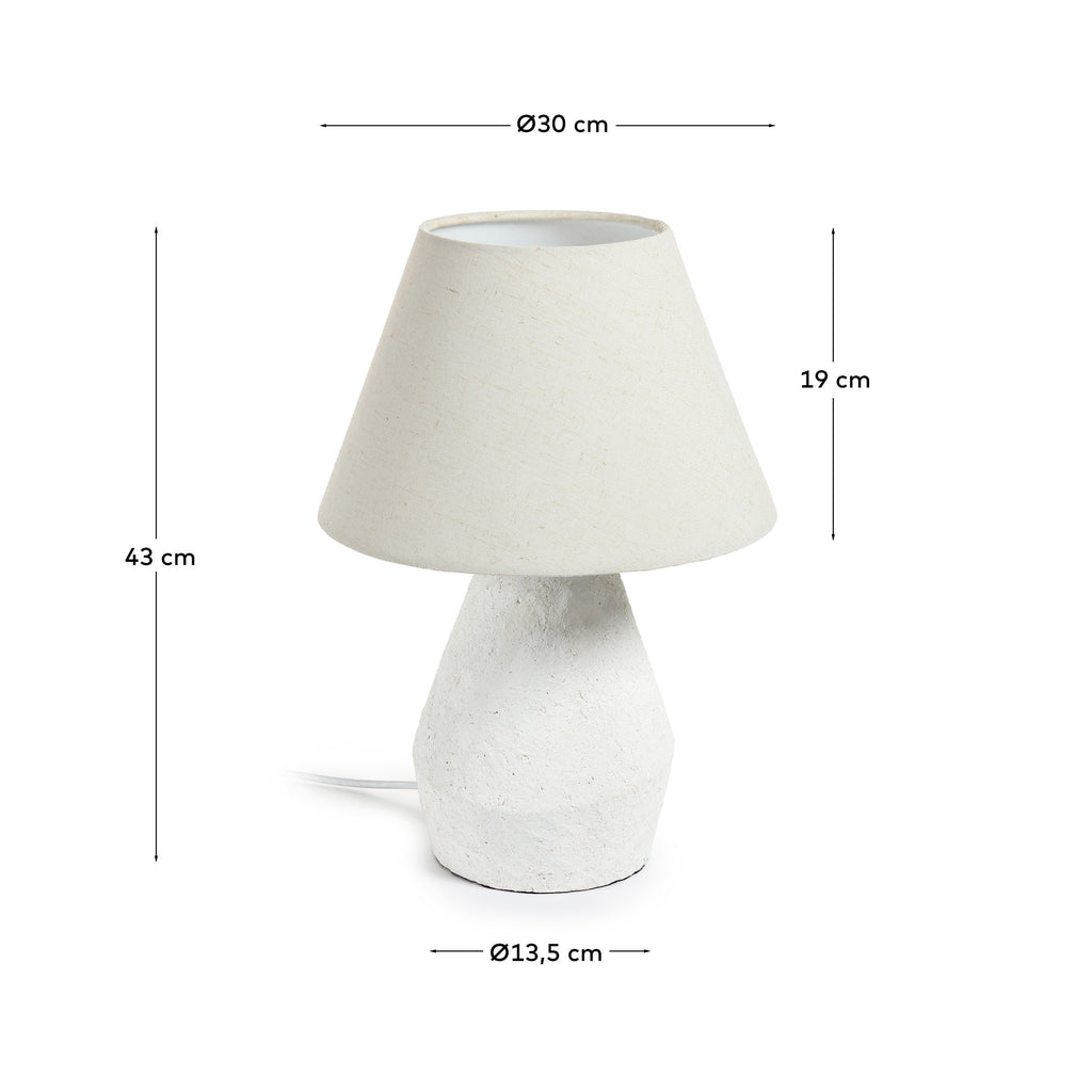 Lampe de table Noara de magnésium finition blanche